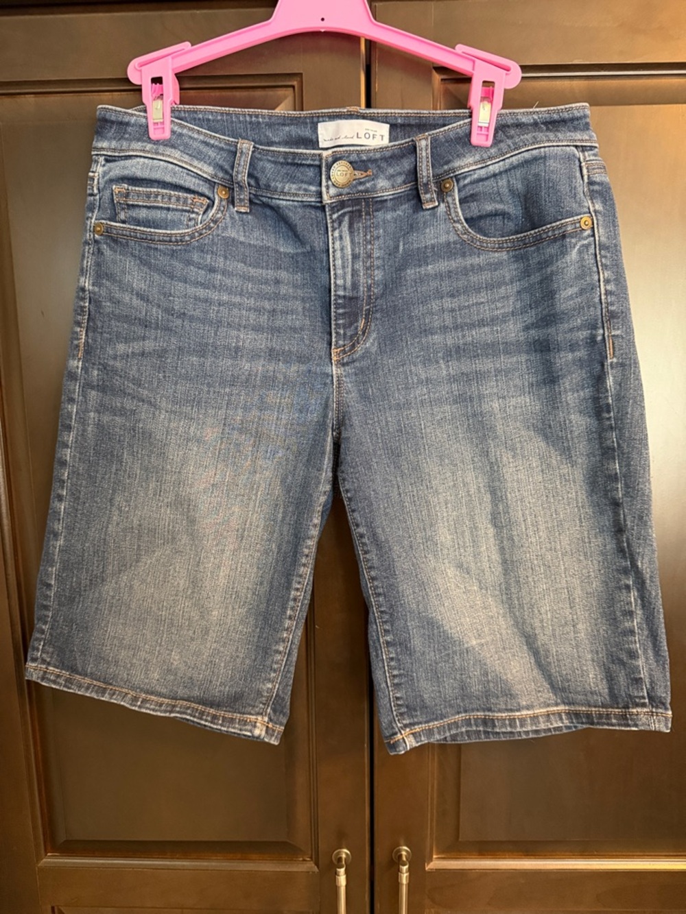 LOFT Medium Blue Wash Denim Bermuda Shorts